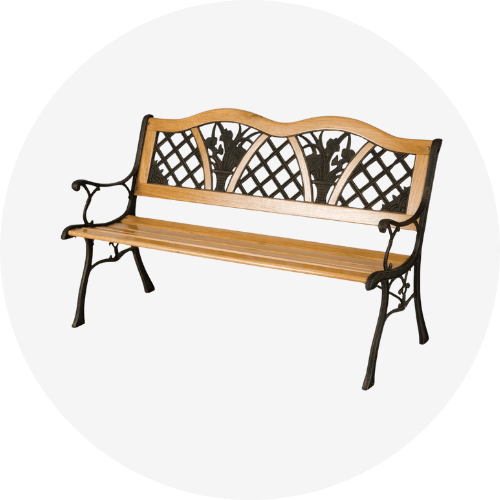 Wooden outdoor bench for patio