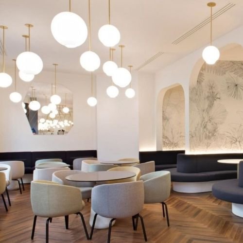 Elegant interior white wall restaurant